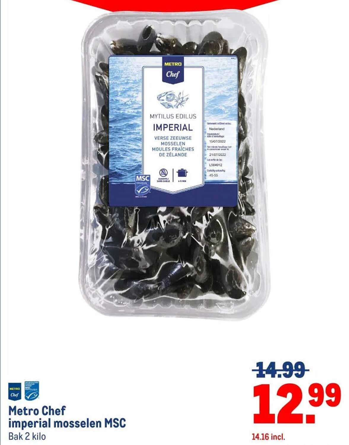 Metro Chef imperial mosselen MSC Bak 2 kilo
