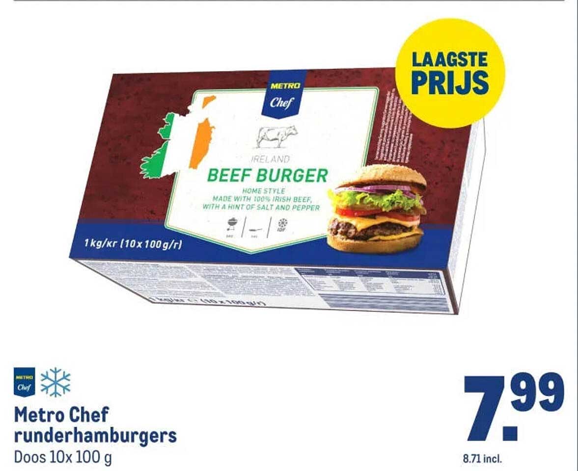 Metro Chef runderhamburgers Doos 10x 100 g