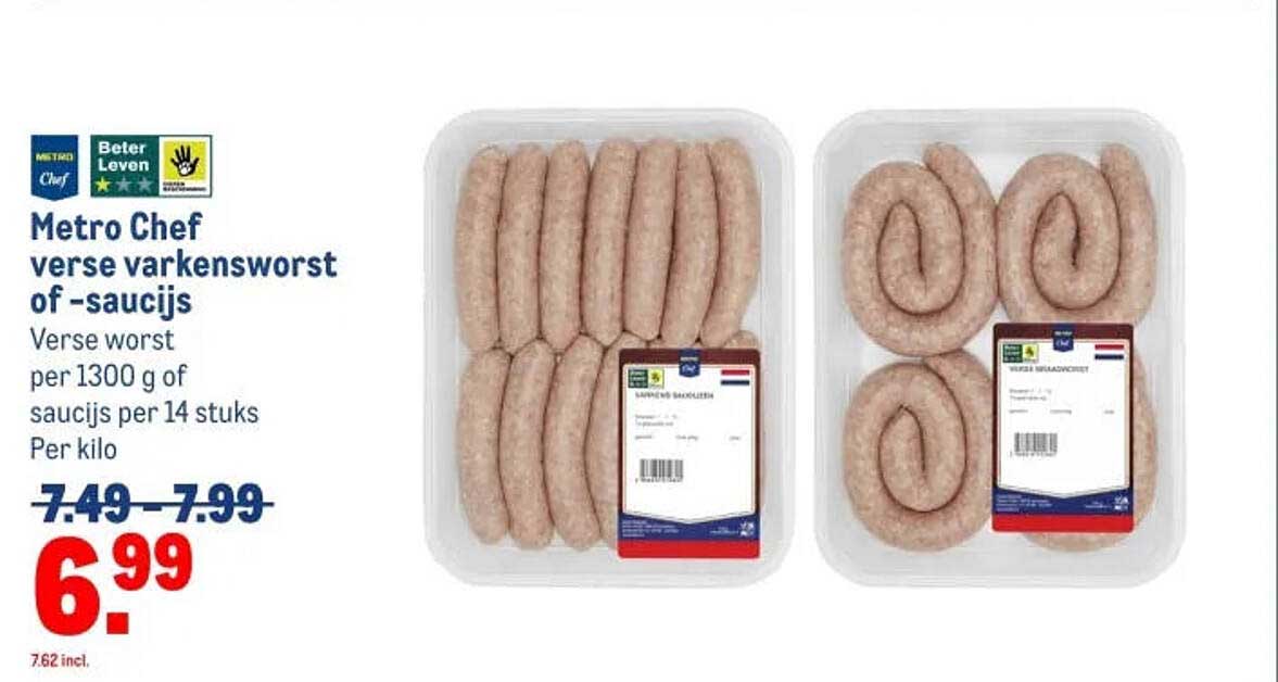 Metro Chef verse varkensworst of -saucijs