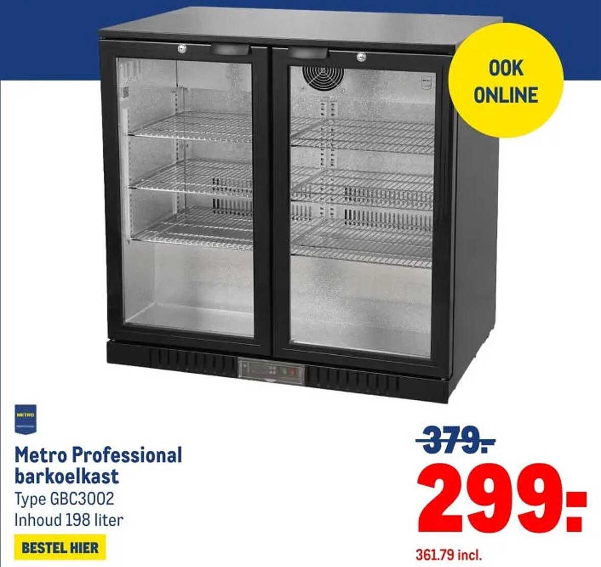 Metro Professional barkoelkast Type GBC3002 Inhoud 198 liter