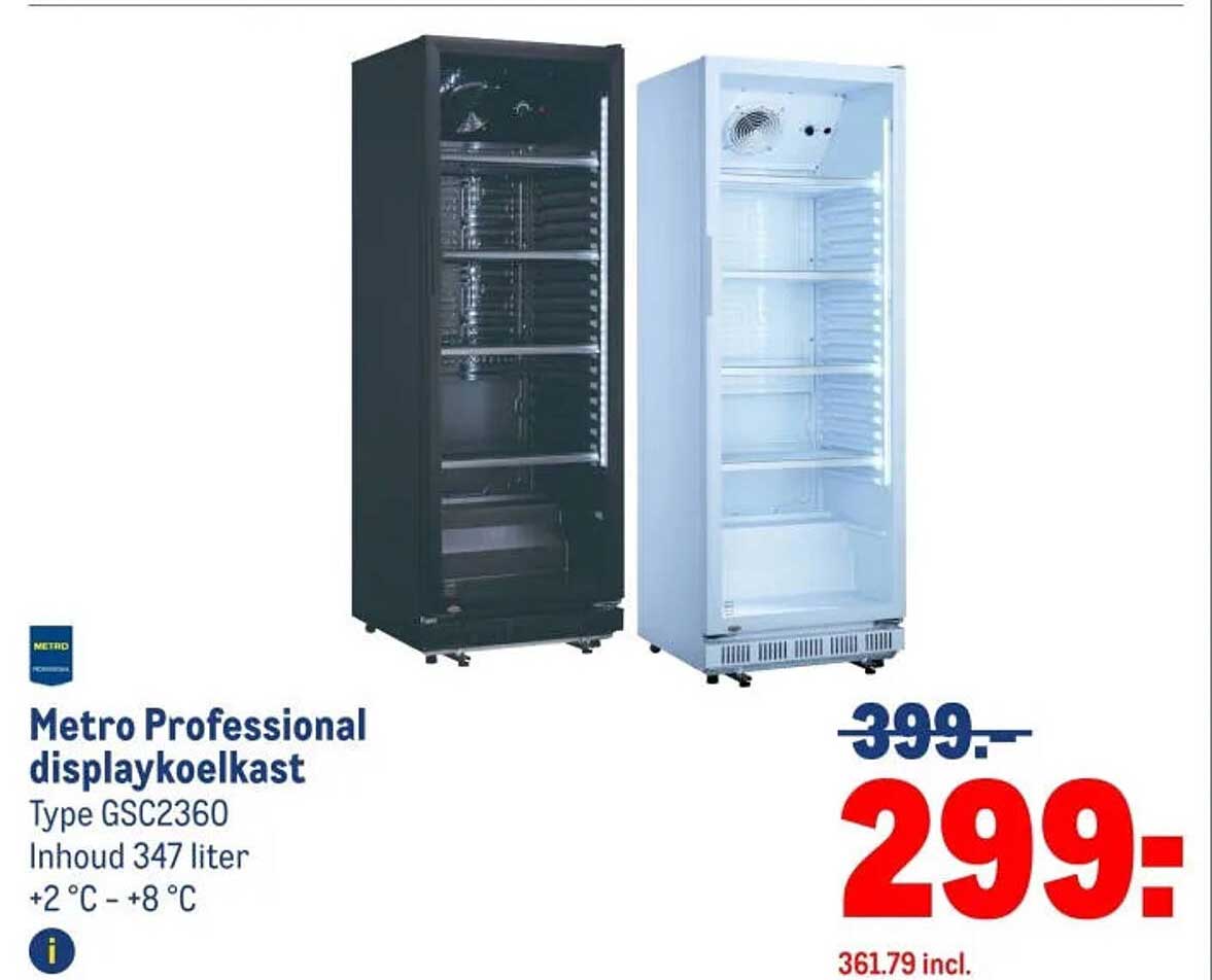 Metro Professional displaykoelkast Type GSC2360 Inhoud 347 liter +2 °C - +8 °C