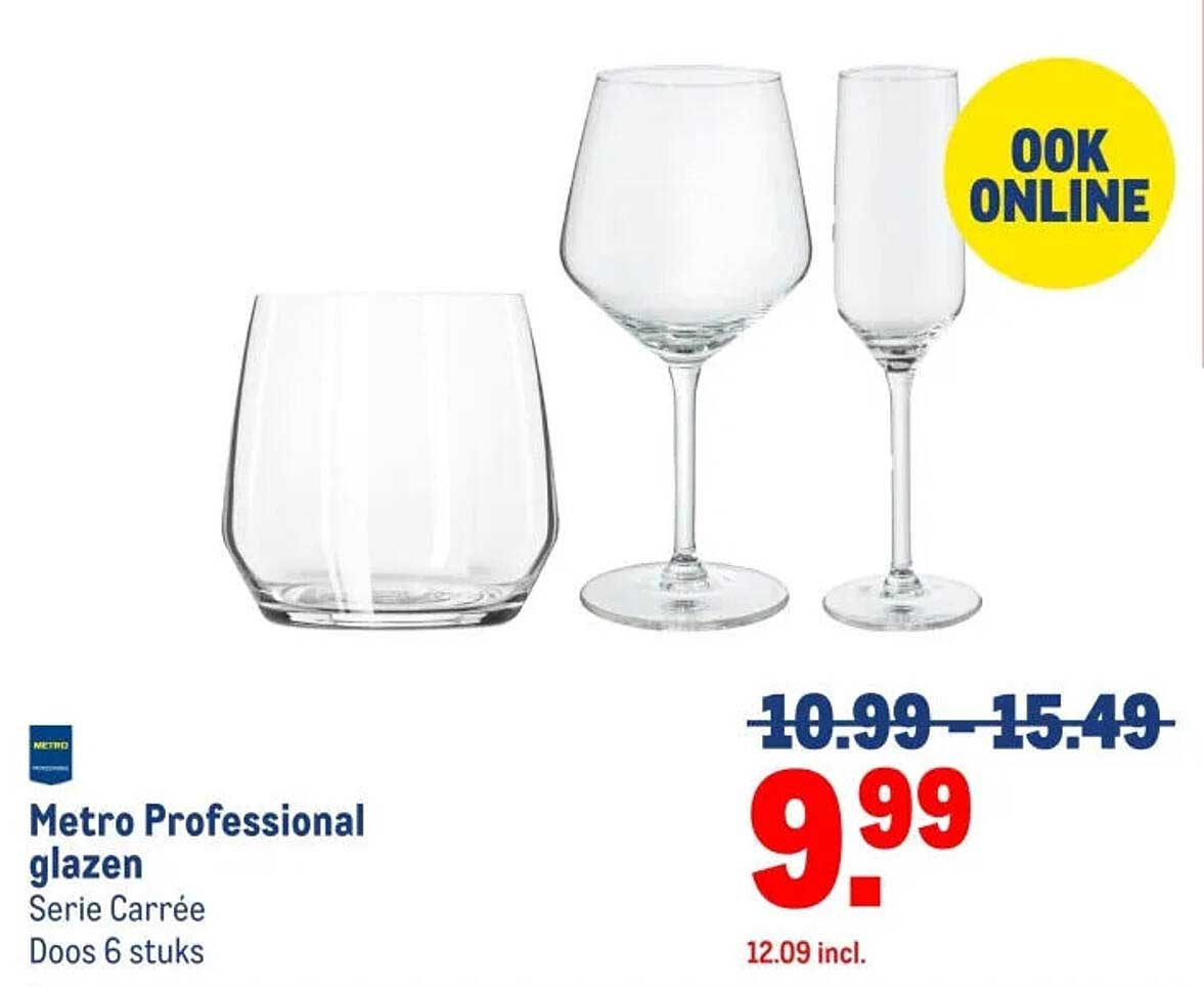 Metro Professional glazen Serie Carrée Doos 6 stuks