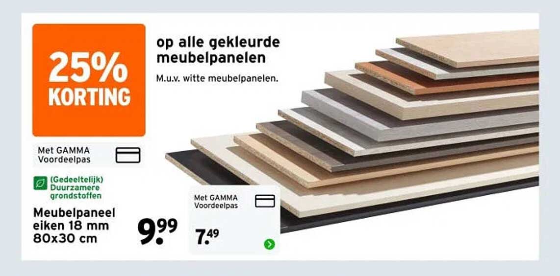 Meubelpaneel eiken 18 mm 80x30 cm 25% KORTING