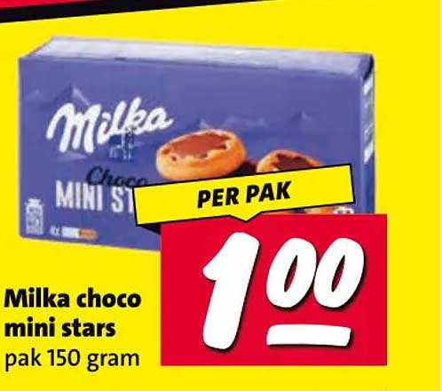 Milka choco mini stars pak 150 gram PER PAK