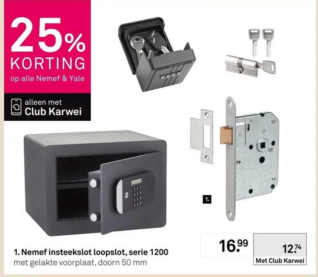 Nemef insteekslot loopslot, serie 1200 met gelakte voorplaat, doorn 50 mm