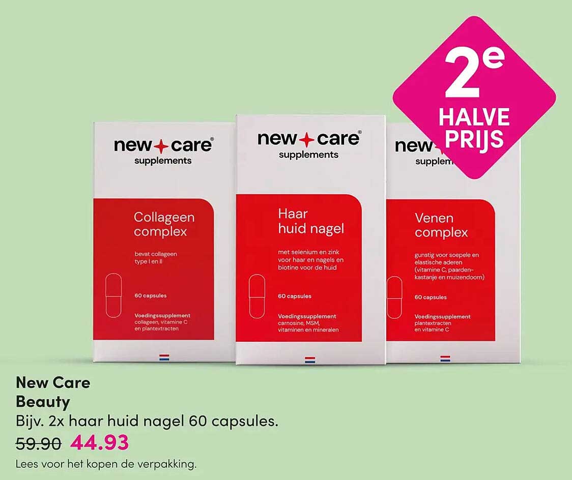 New Care Beauty Bijv. 2x haar huid nagel 60 capsules 2e halve prijs