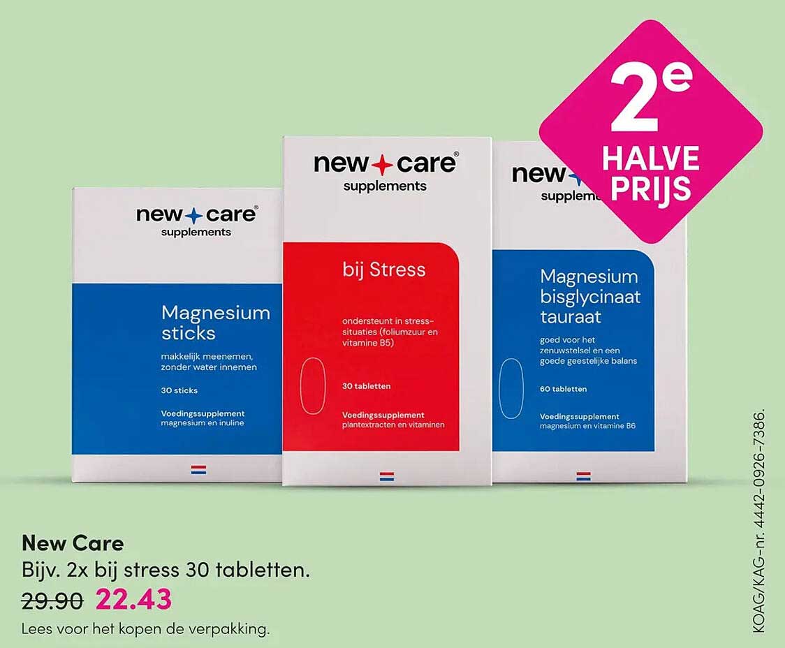 New Care Bijv. 2x bij stress 30 tabletten. 2e halve prijs