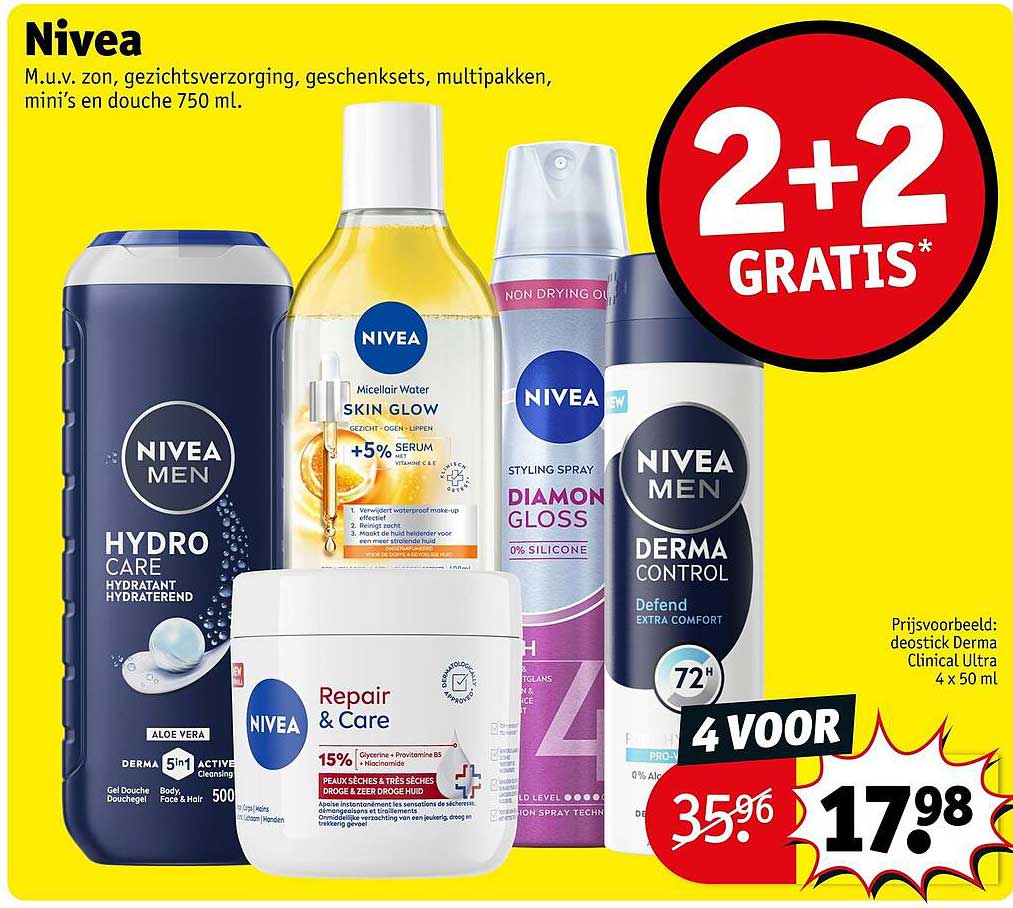 Nivea 4 voor 2+2 GRATIS*