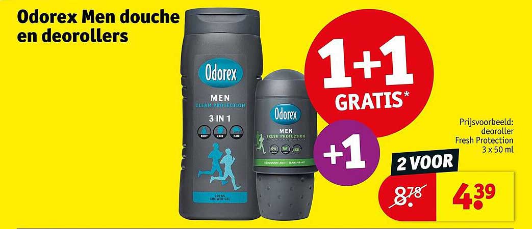 Odorex Men douche en deorollers 1+1 gratis