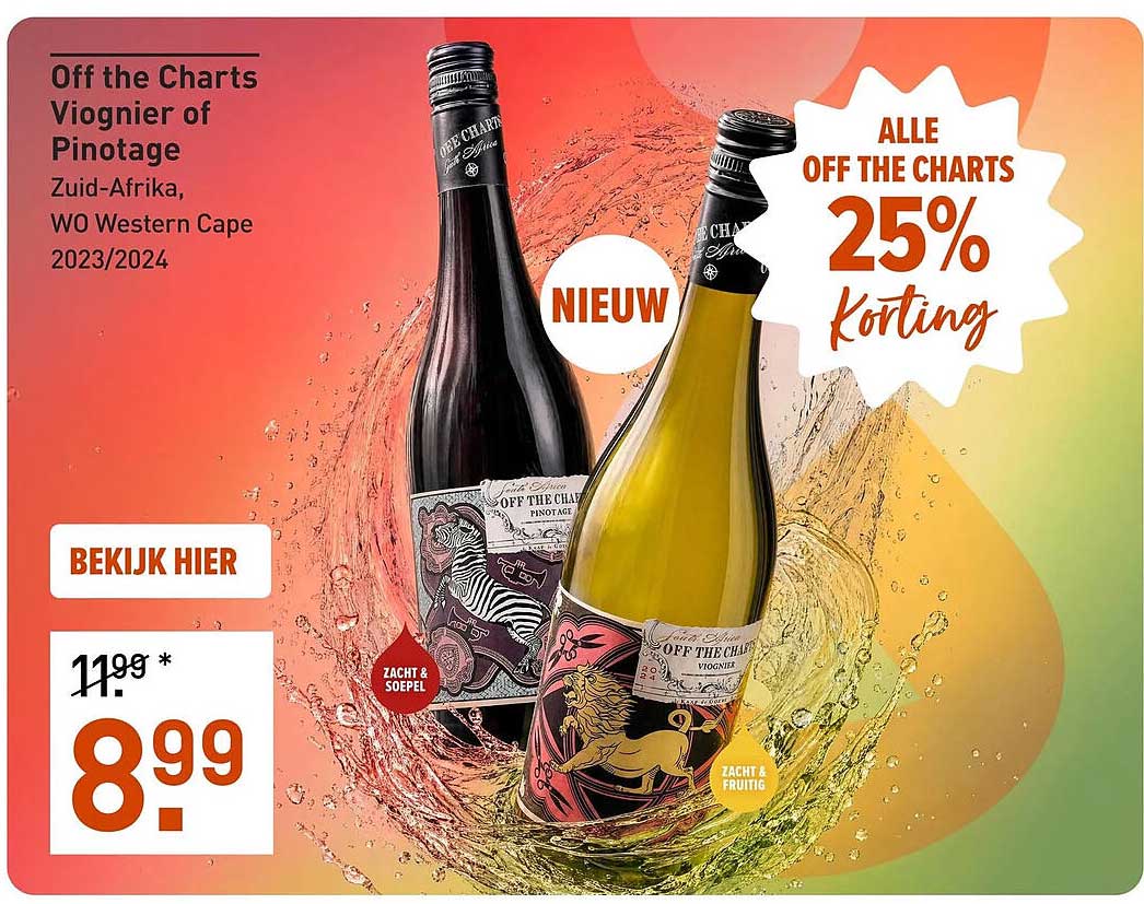 Off the Charts Viognier of Pinotage 25% korting