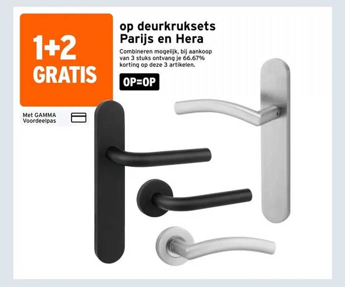 op deurkruksets Parijs en Hera 1+2 GRATIS