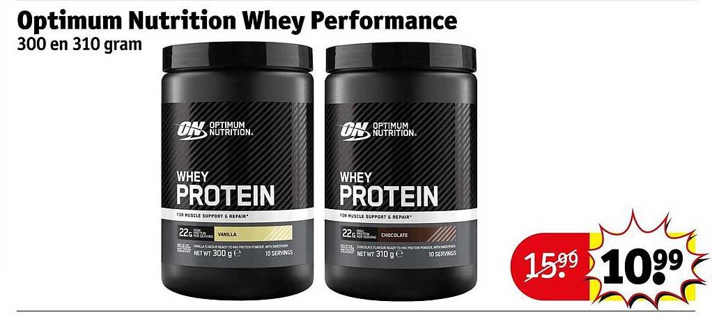 Optimum Nutrition Whey Performance 300 en 310 gram
