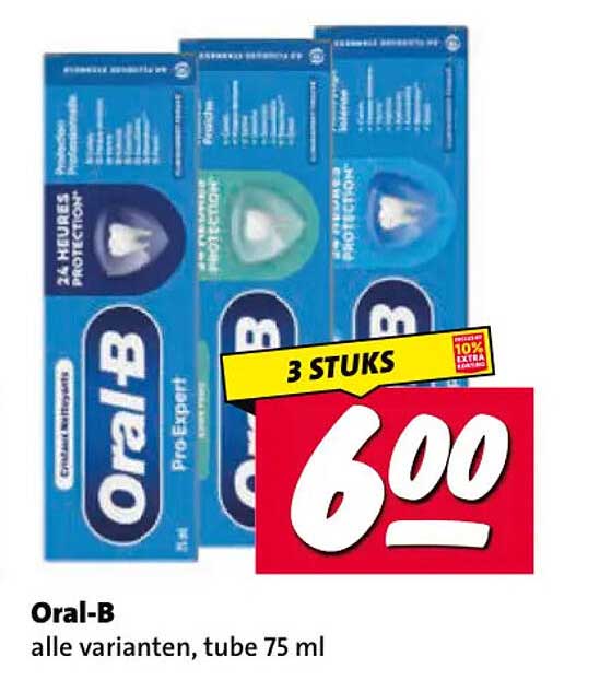 Oral-B alle varianten, tube 75 ml 3 STUKS