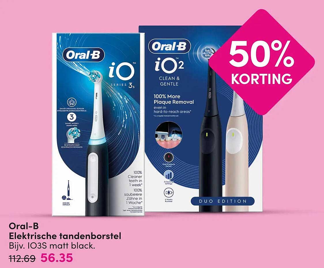 Oral-B Elektrische tandenborstel Bijv. IO3S matt black. 50% KORTING