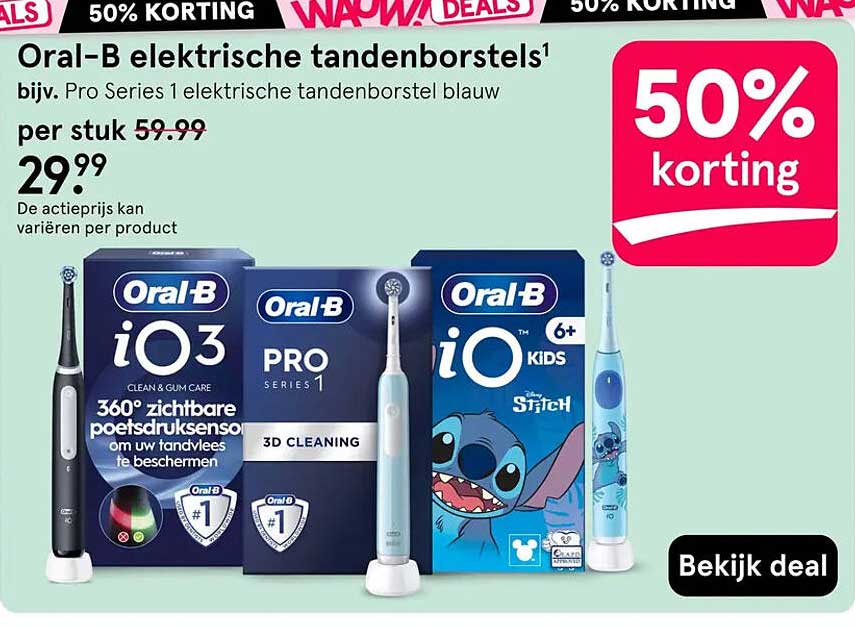 Oral-B elektrische tandenborstels bijv. Pro Series 1 elektrische tandenborstel blauw 50% korting
