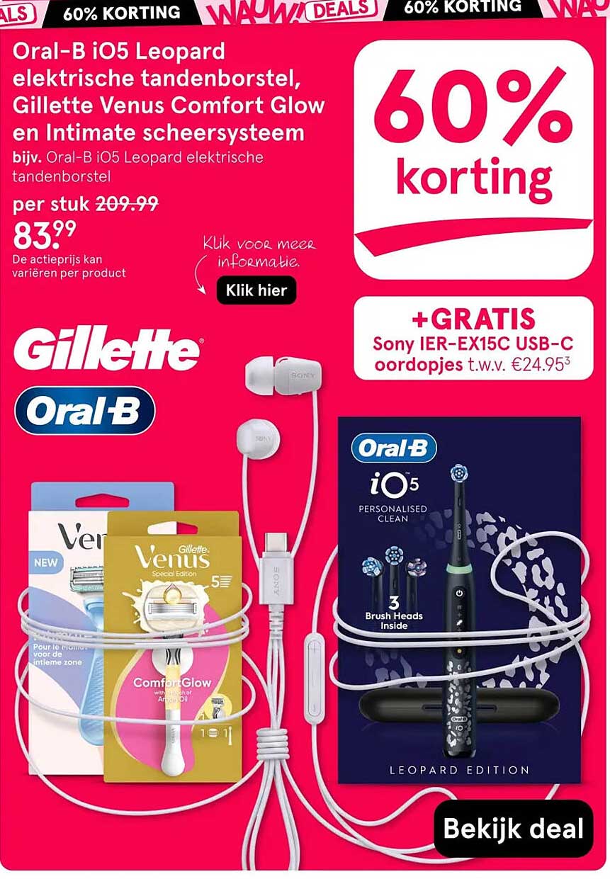Oral-B iO5 Leopard elektrische tandenborstel, Gillette Venus Comfort Glow en Intimate scheersysteem