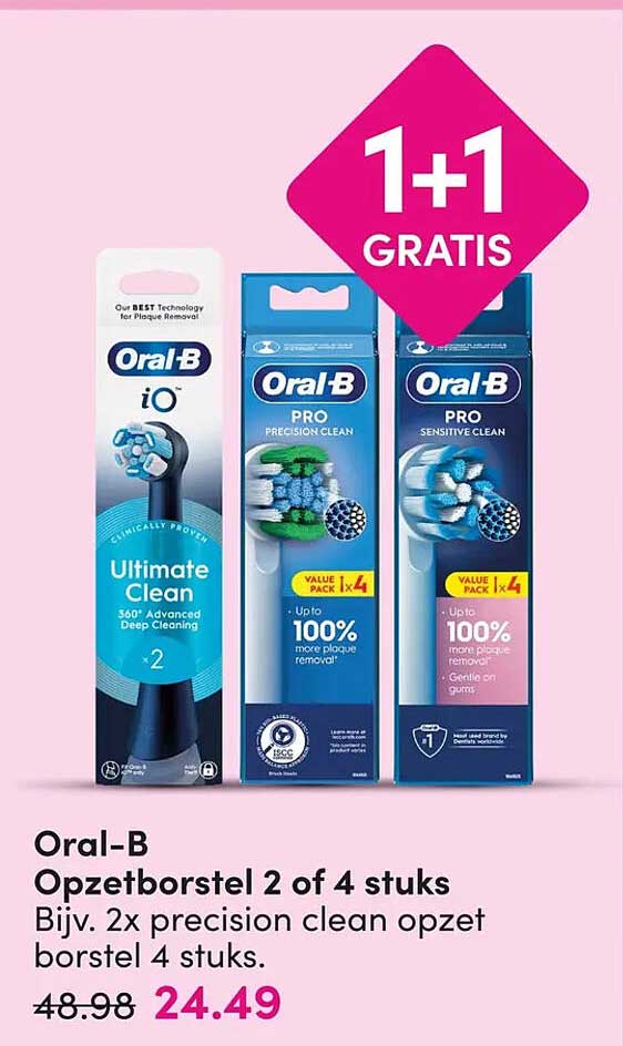 Oral-B Opzetborstel 2 of 4 stuks 1+1 GRATIS