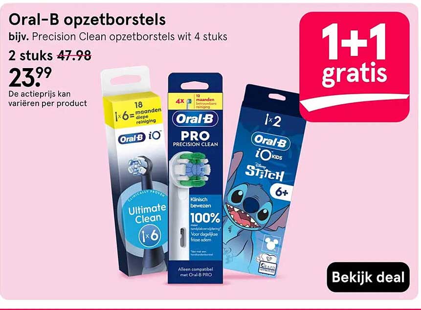 Oral-B opzetborstels 1+1 gratis