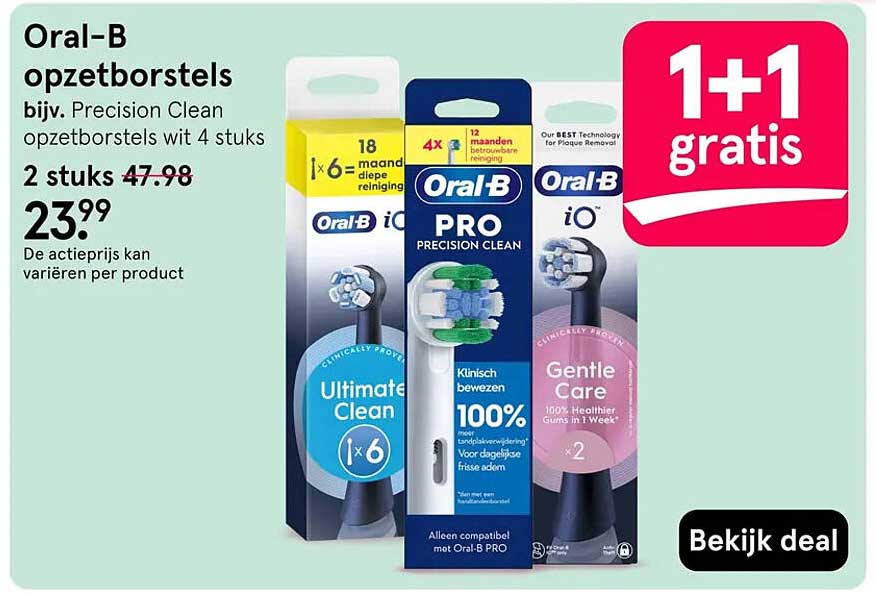 Oral-B opzetborstels 1+1 gratis