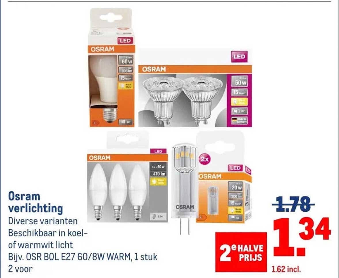 Osram verlichting 2e halve prijs