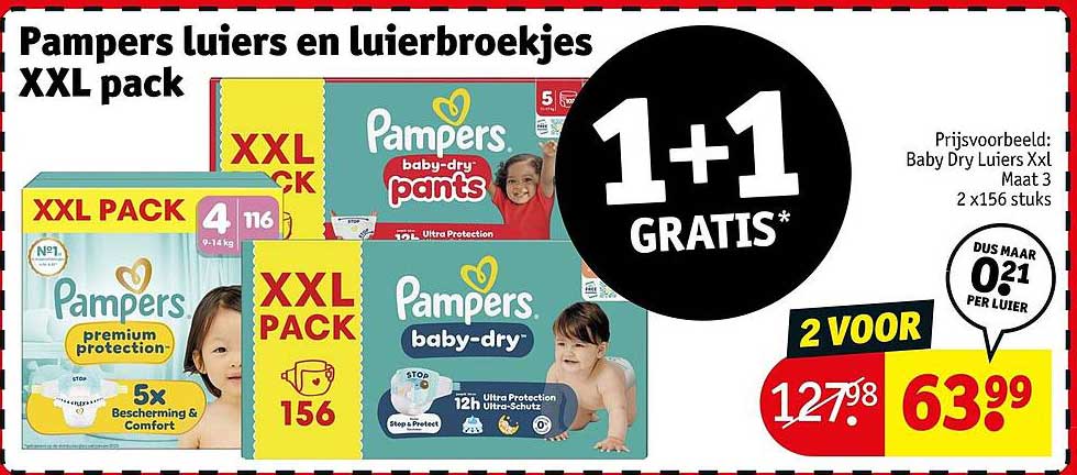Pampers luiers en luierbroekjes XXL pack 1+1 GRATIS*