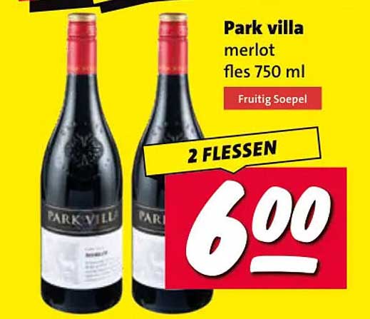 Park villa merlot fles 750 ml 2 FLESSEN