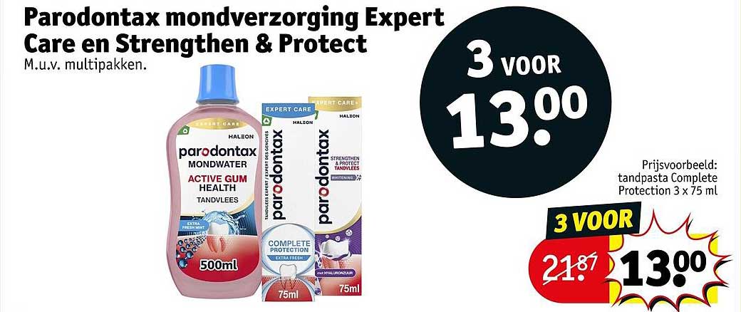 Parodontax mondverzorging Expert Care en Strengthen & Protect M.u.v. multipakken. 3 voor 13.00