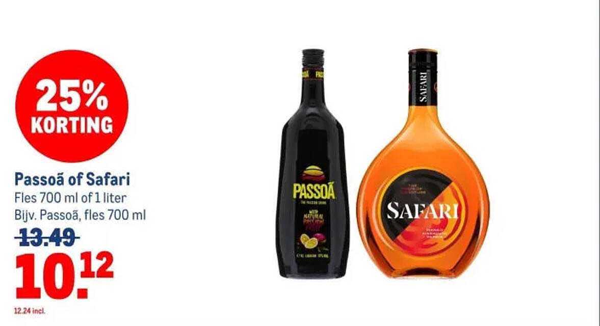 Passoã of Safari Fles 700 ml of 1 liter