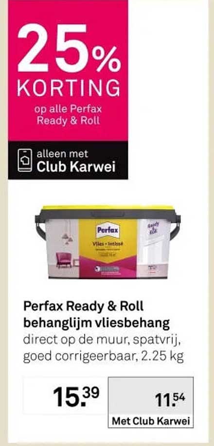 Perfax Ready & Roll behanglijm vliesbehang 25% korting