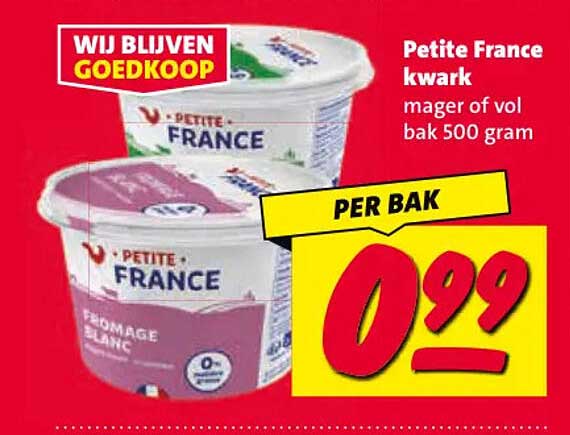 Petite France kwark mager of vol bak 500 gram