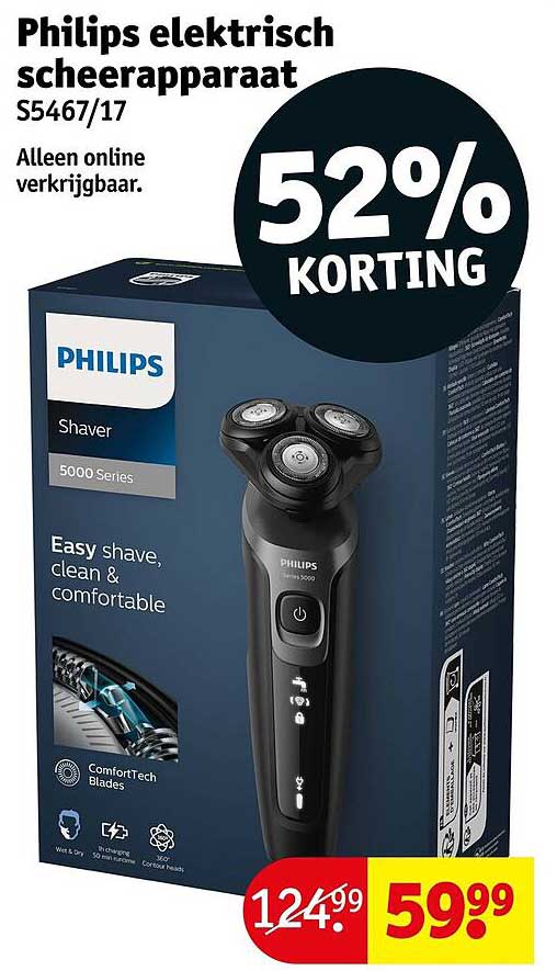 Philips elektrisch scheerapparaat S5467/17 Alleen online verkrijgbaar. 52% KORTING
