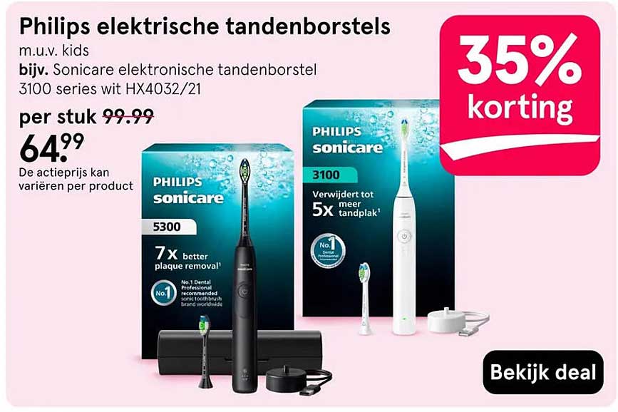Philips elektrische tandenborstels m.u.v. kids 35% korting