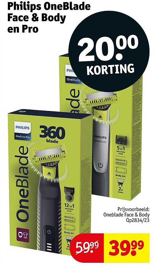 Philips OneBlade Face & Body en Pro 20 KORTING