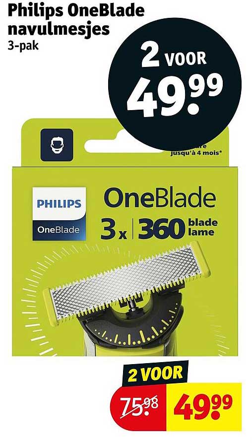 Philips OneBlade navulmesjes 3-pak 2 voor 49.99