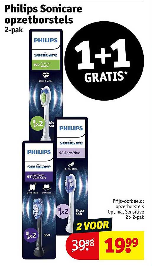 Philips Sonicare opzetborstels 2-pak 1+1 GRATIS*