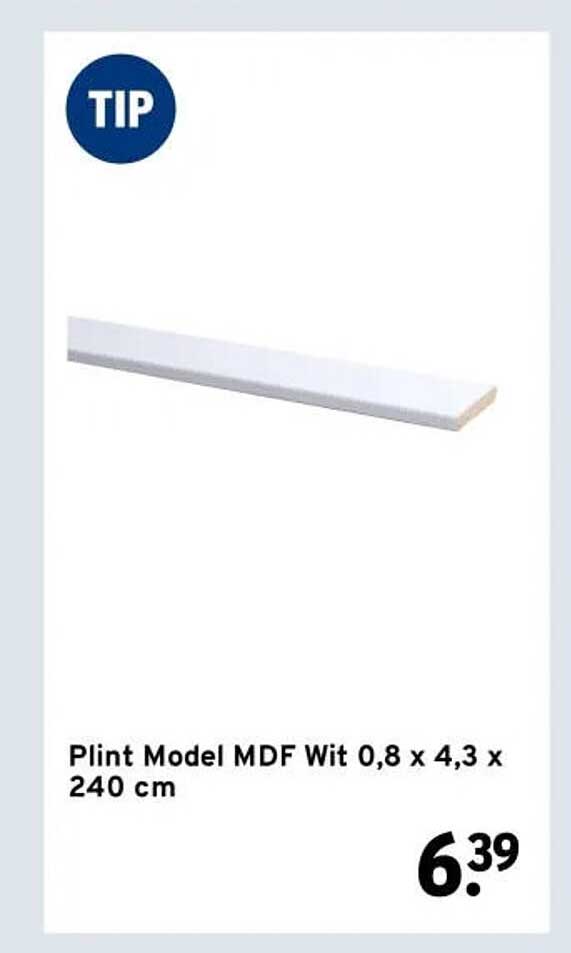 Plint Model MDF Wit 0,8 x 4,3 x 240 cm