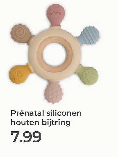 Prénatal siliconen houten bijtring