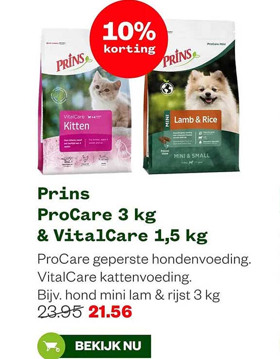 Prins ProCare 3 kg & VitalCare 1,5 kg 10% korting