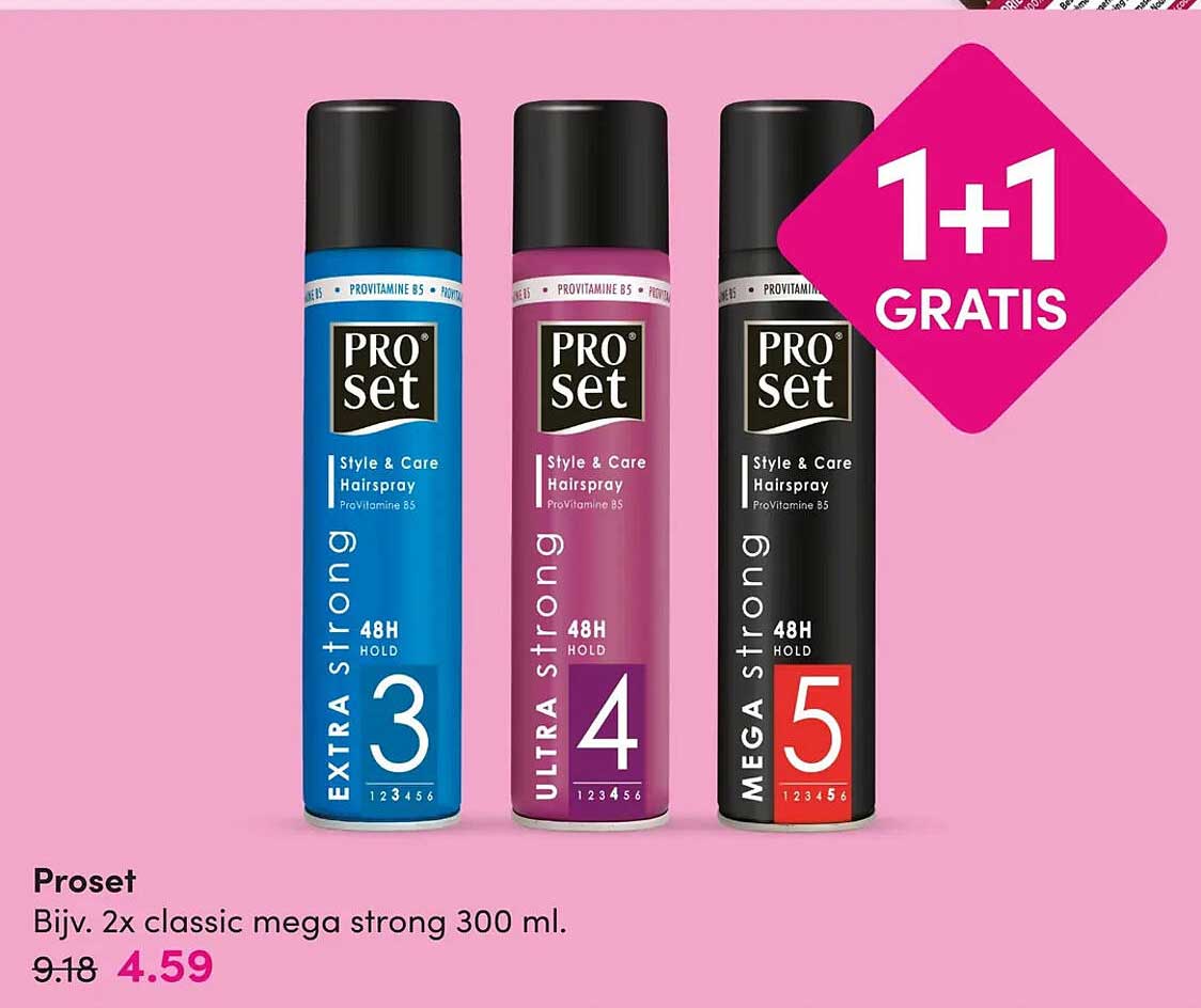 Proset Bijv. 2x classic mega strong 300 ml. 1+1 GRATIS