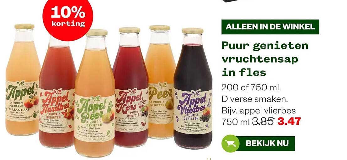 Puur genieten vruchtensap in fles