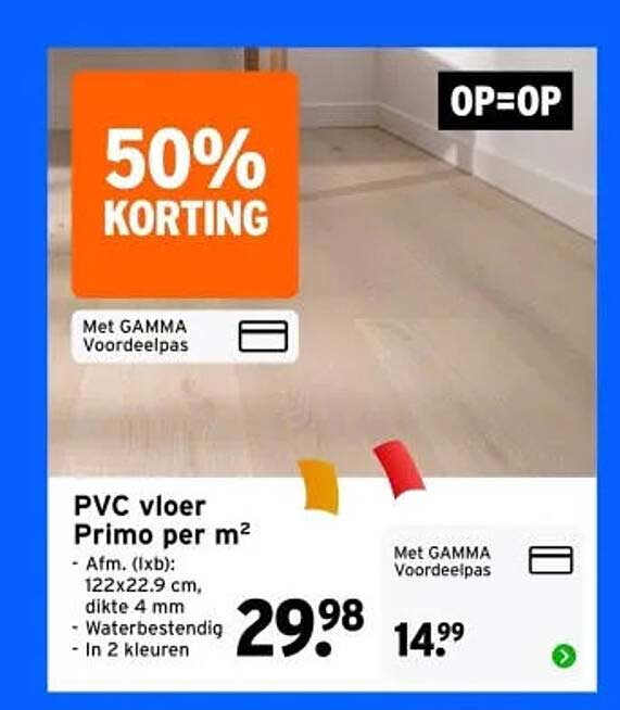 PVC vloer Primo per m² 50% korting OP=OP