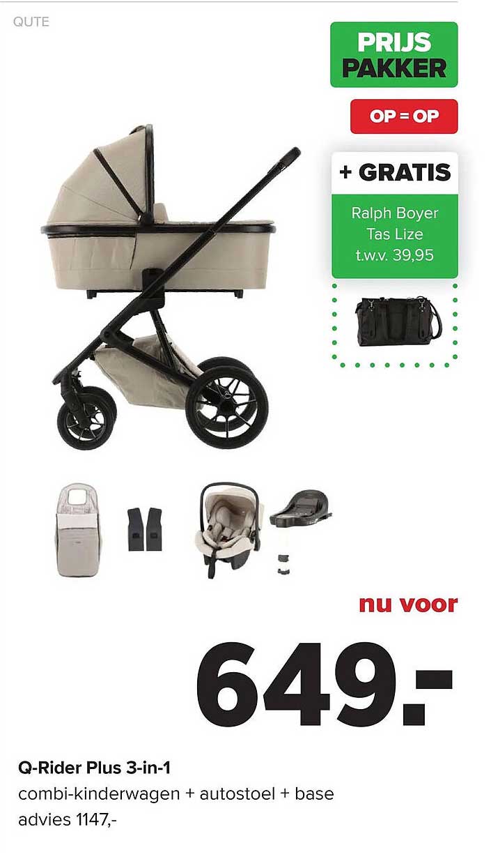 Q-Rider Plus 3-in-1 combi-kinderwagen + autostoel + base
