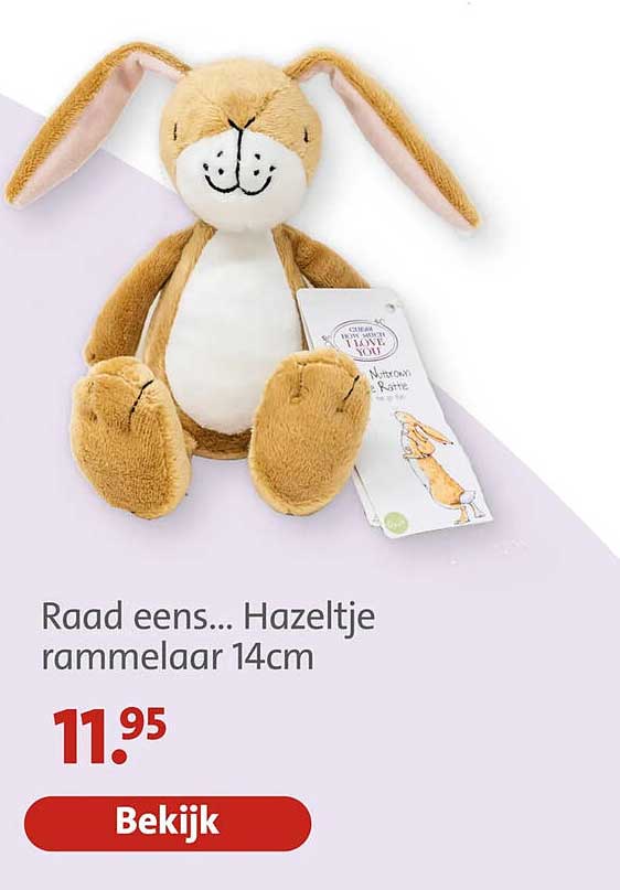 Raad eens... Hazeltje rammelaar 14cm