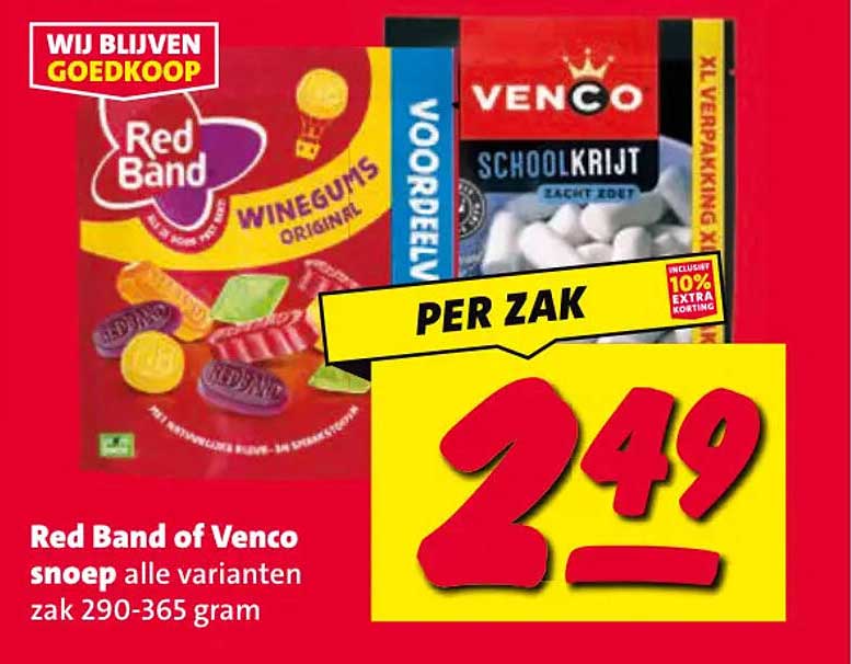 Red Band of Venco snoep alle varianten zak 290-365 gram