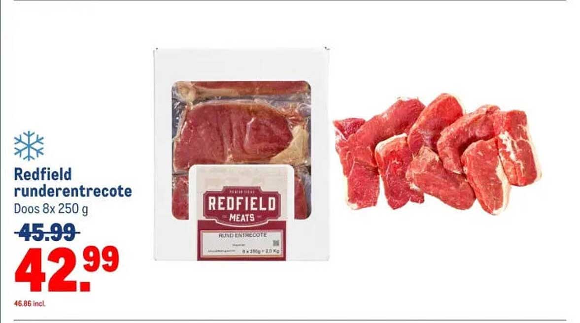 Redfield runderentrecote Doos 8x 250 g