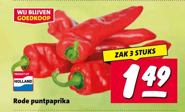 Rode puntpaprika - zak 3 stuks