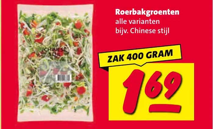 Roerbakgroenten alle varianten bijv. Chinese stijl ZAK 400 GRAM