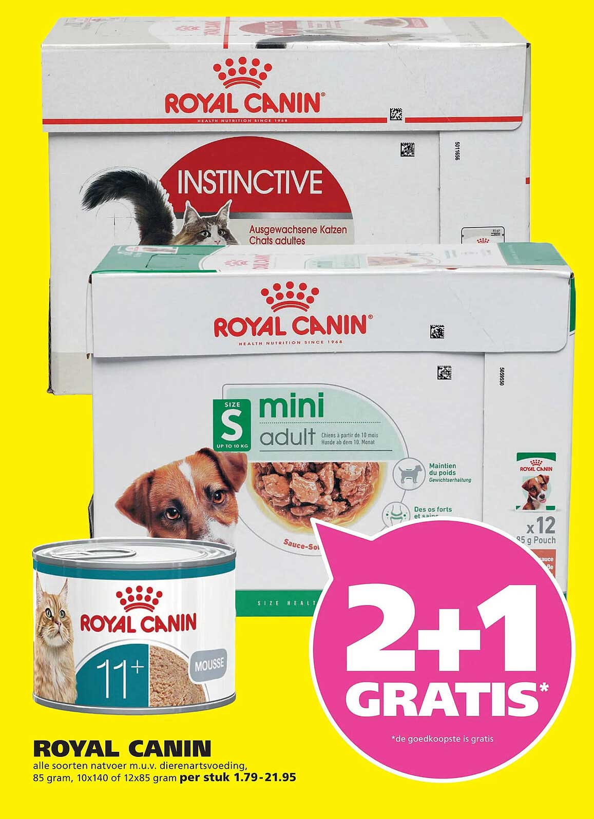 ROYAL CANIN alle soorten natvoer m.u.v. dierenartsvoeding, 85 gram, 10x140 of 12x85 gram per stuk 1.79-21.95 2+1 gratis