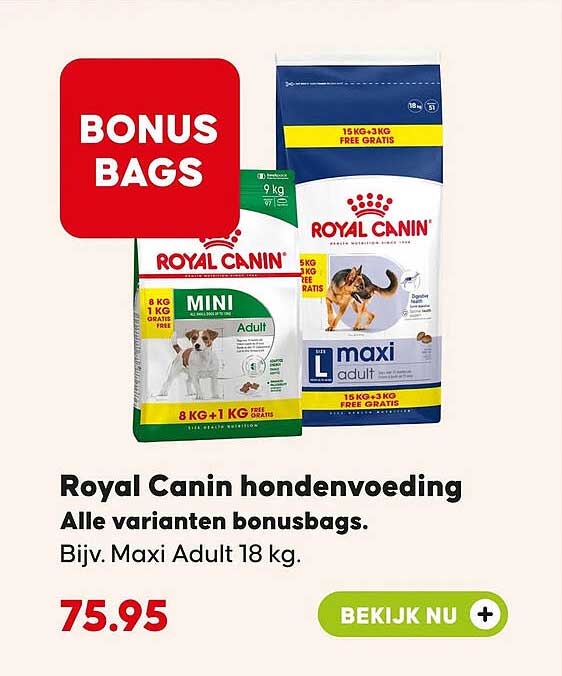 Royal Canin hondenvoeding Alle varianten bonusbags.