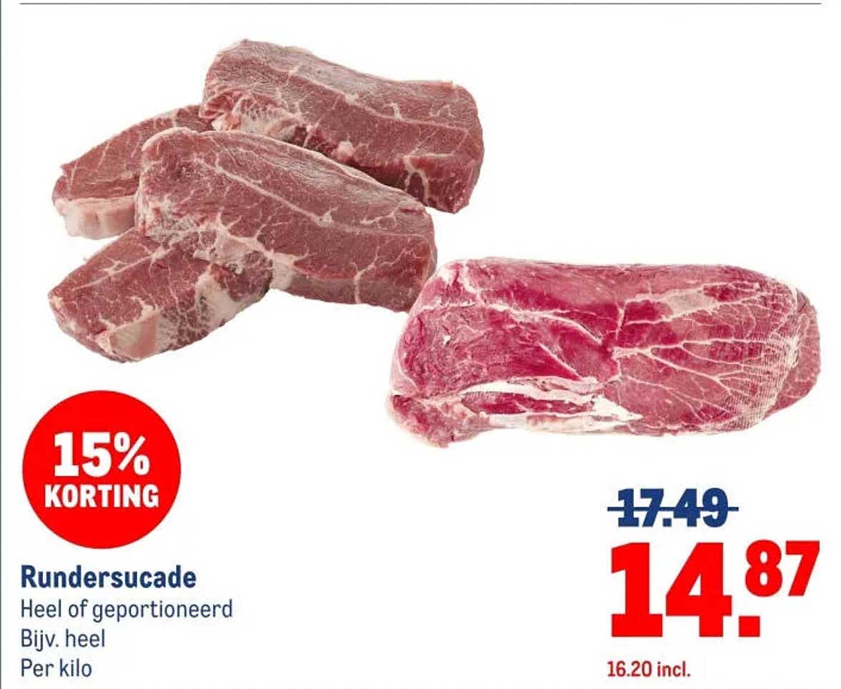Rundersucade Heel of geportioneerd Bijv. heel Per kilo 15% KORTING